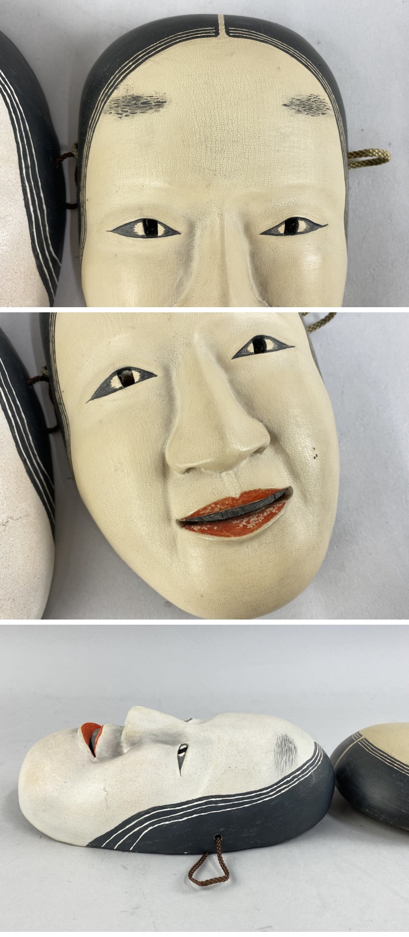 ac408 能面 般若 女面 まとめて 3点 能 能楽 小面 若女 増女 木彫 彩色